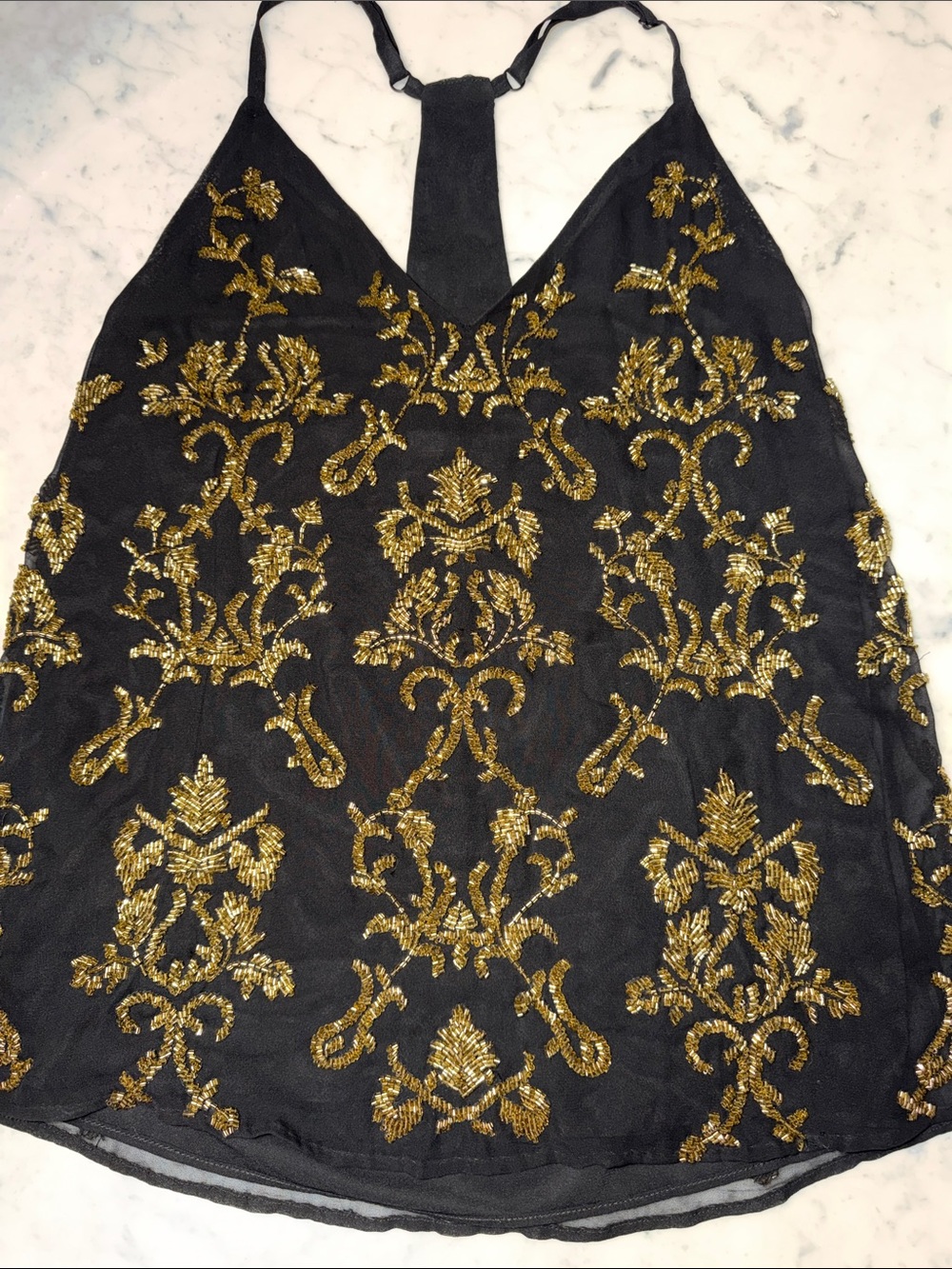 Alice+ Olivia top tank embroidered sequin gold Size XS